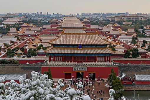 Photos of Forbidden city in Beijing after snow storm at winter 2021-2022.