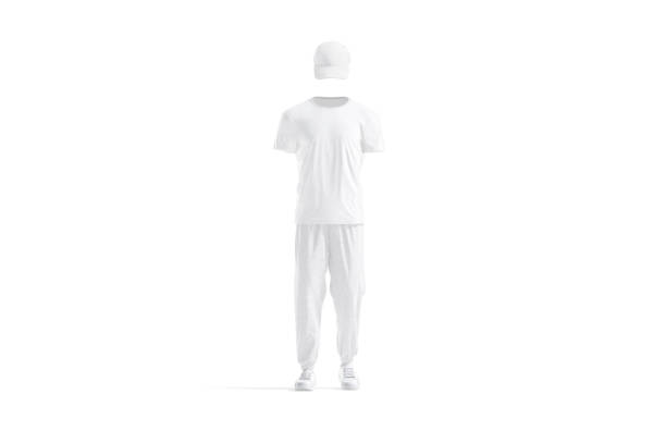 istock Blank white men sport uniform mockup, front view 1386840326