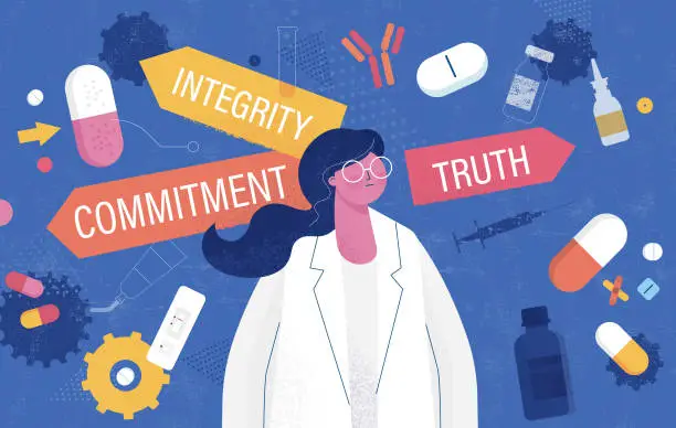 Vector illustration of Commitment Integrity Truth Medical Supplies Concept