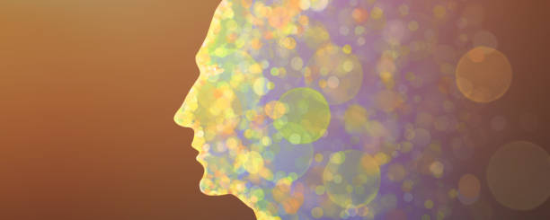 istock Sihouette of a male face with sparkling stars as 3d rendered illustration 1386842244