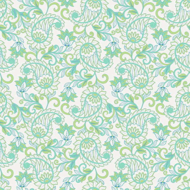 istock Traditional seamless paisley pattern. Indian floral ornament. 1386844428