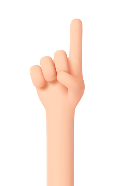 istock Pointing hand gesture. Index finger pointing up. Have an idea. Attract attention. Number one. Hand gesture 3D cartoon friendly funny style isolated on white background 1386845830