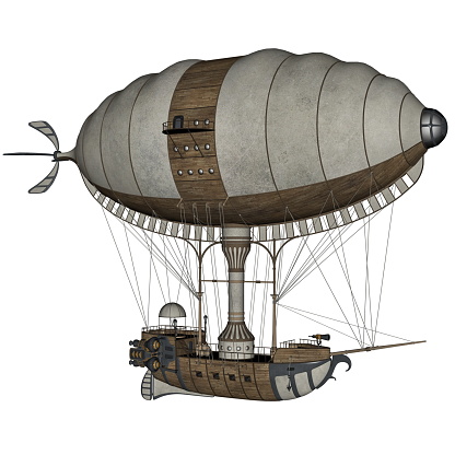 Vintage hot air balloon isolated in white background - 3D render