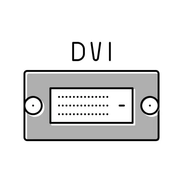 Vector illustration of dvi computer port color icon vector illustration