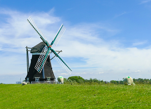 Windmill named Nordermuehle at Pellworm island in North Frisia, Germany