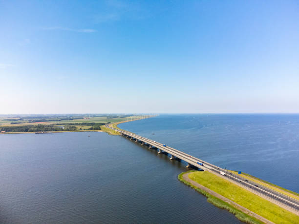 istock Ketelbrug overhead drone view with the A6 highway 1386853788