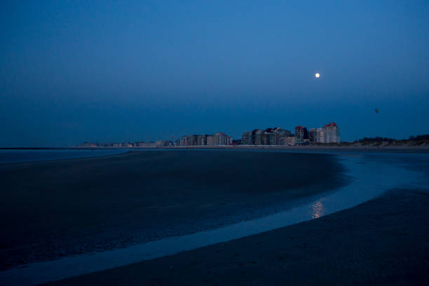 istock Evening on a beach in Knokke, Belgium 1386854030