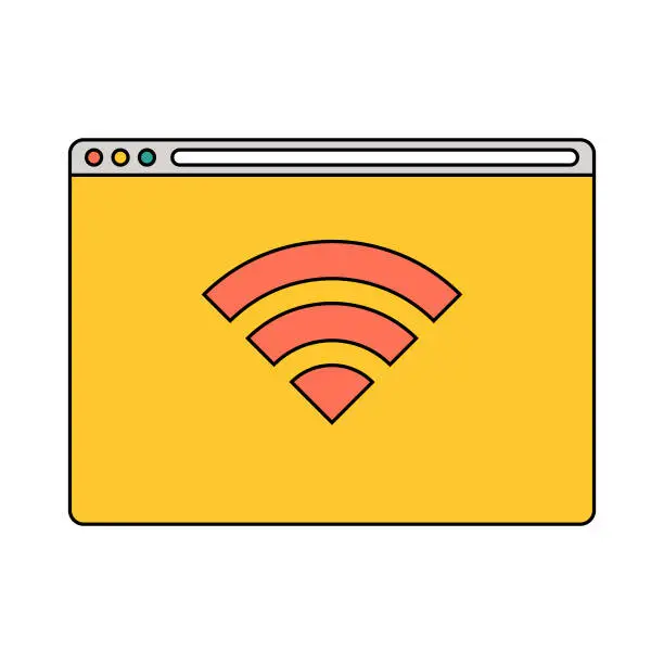 Vector illustration of Web browser wifi symbol