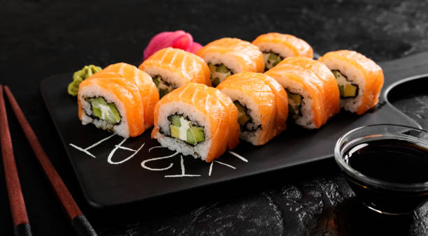 istock Traditional sushi - Philadelphia with salmon 1386855959