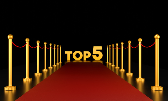 Top 5 Red Carpet concept. Useful horizontal template for your designs.