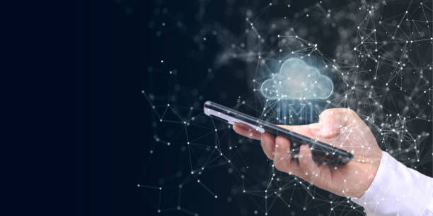 istock Double exposure of concept of cloud computing. On a blue background, hands touching a Data Protected Exchange. networking connection. Big data and online storage. Cloud technology 1386858566