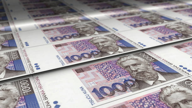 istock Croatia Kuna note money printing concept 3d illustration 1386858947