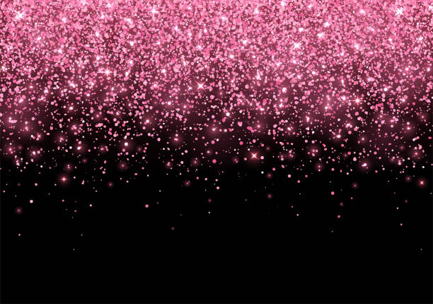 ilustraciones, imágenes clip art, dibujos animados e iconos de stock de brillo rosa caliente brillante esparcido sobre fondo negro. vector - backgrounds pink luxury dark