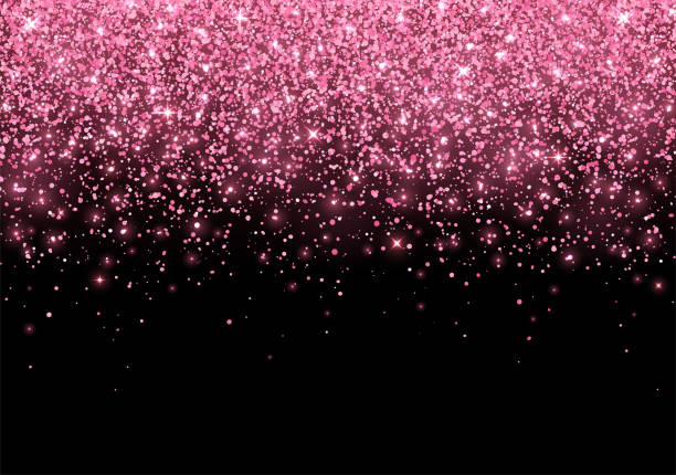 ilustrações de stock, clip art, desenhos animados e ícones de hot pink sparkling glitter scattered on black background. vector - backgrounds pink luxury dark