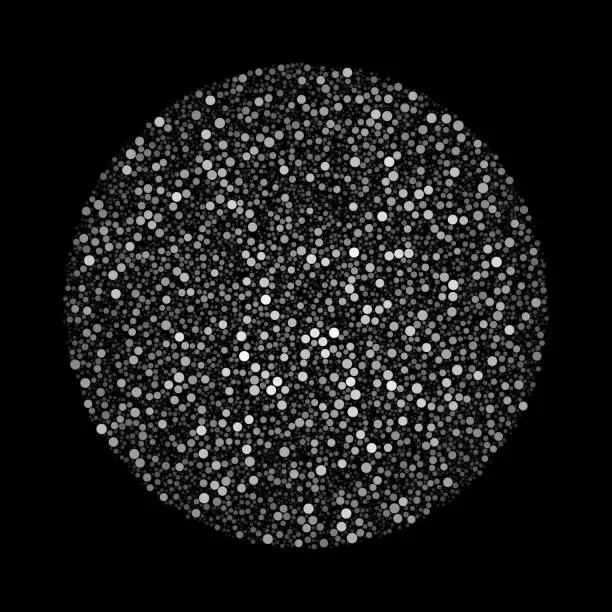 Vector illustration of Grayscale dots, no overlap filling circle.