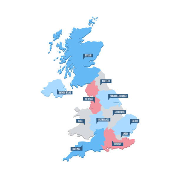 illustrations, cliparts, dessins animés et icônes de carte des régions du royaume-uni et du royaume-uni - uk map regions england