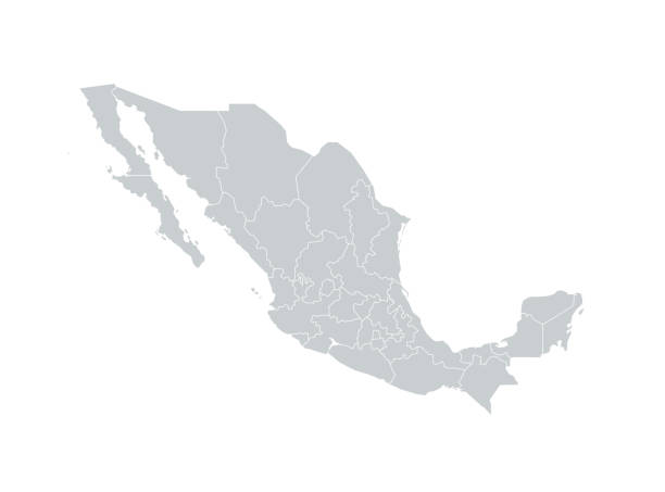 ilustraciones, imágenes clip art, dibujos animados e iconos de stock de mapa de las regiones de méxico - central america illustrations