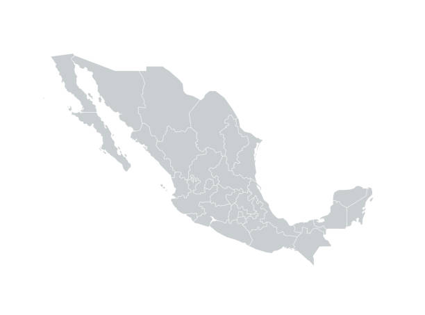 ilustrações, clipart, desenhos animados e ícones de mapa de regiões de méxico - mexico
