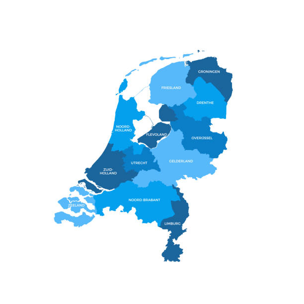 ilustraciones, imágenes clip art, dibujos animados e iconos de stock de mapa de regiones de los países bajos - neerlandés