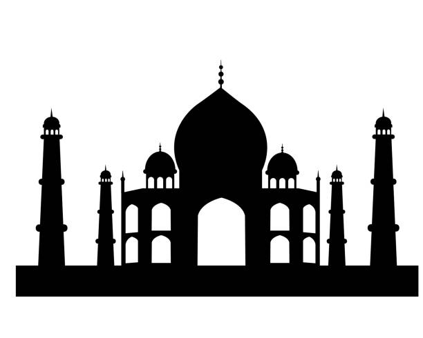 Taj mahal silhouette vector illustration Vector illustration of Taj Mahal in silhouette used as Design Element , Decoration , Wallpaper , background Etc india indian culture taj mahal temple stock illustrations
