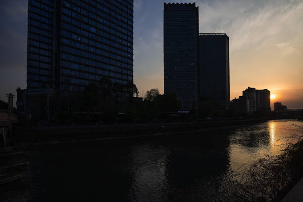 istock Chengdu Bridge City Skyline at dusk 1386864244