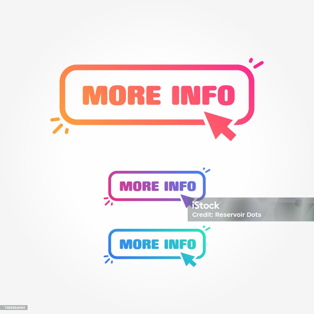 Infor Button More Info Button With Cursor Label Set Stock Illustration - Download ...