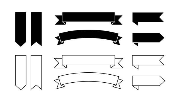 Set of black and transparent ribbons. Ribbon collection. Vector EPS 10