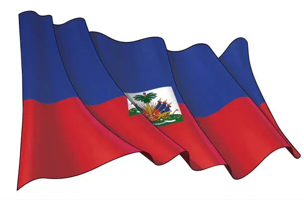 Vector illustration of Waving Flag of Haiti