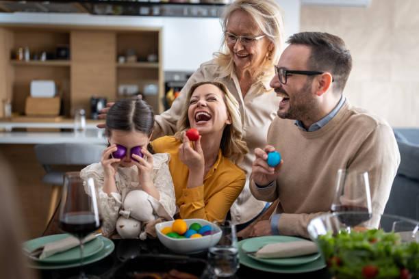 Family time for Easter stock photo