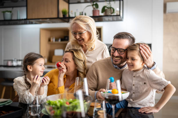 Family time for Easter stock photo