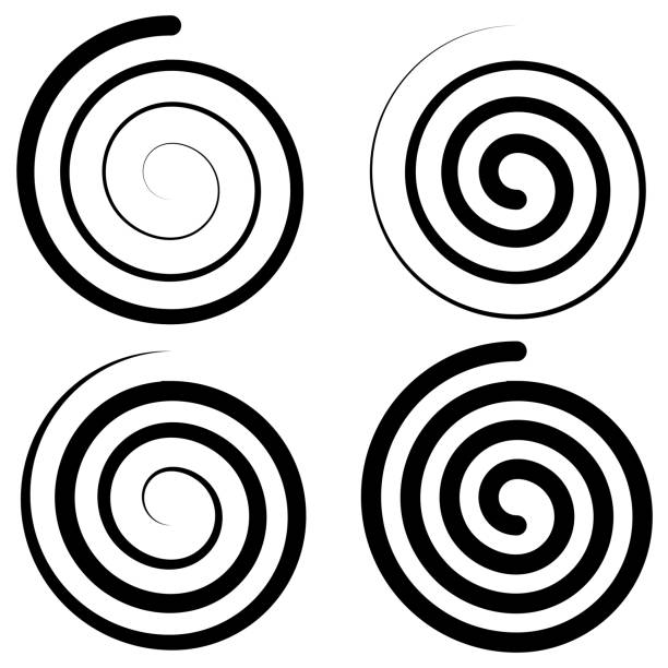 ilustrações, clipart, desenhos animados e ícones de redemoinho em espiral, linha giratória em espiral redonda, logotipo giratório - spiral plant attribute style invitation