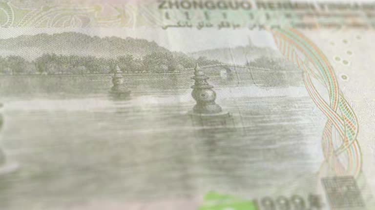 Close up of a Tracking Dolly Shot 100, 50, 20, 10, 5, 1 Chinese Yuan banknote Observe and Reserve Side, 4k Resolution. stock video - China Renminbi Current 100 Yuan Banknotes, Seamless Loop, Chinese Money Currency Background, 4K, Depth of Focus video