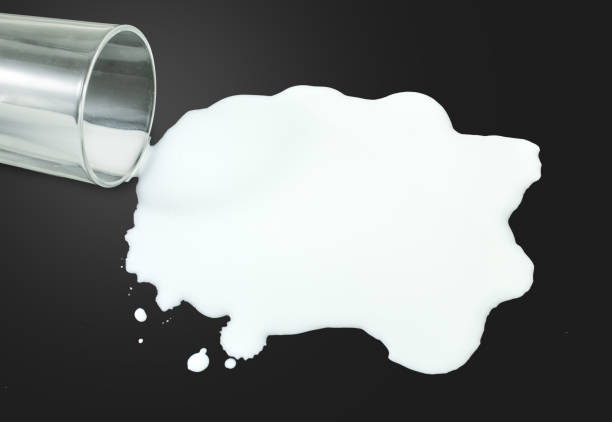 Milk spilled from glass