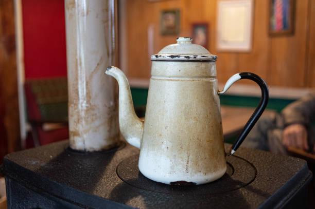 vintage pot on an old stove