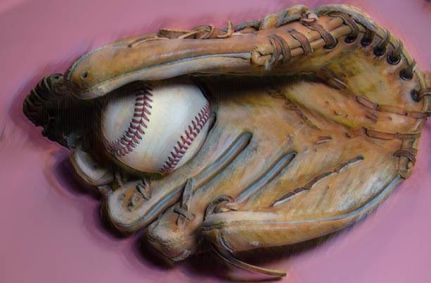 istock Baseball glove and ball, painting 1386882889
