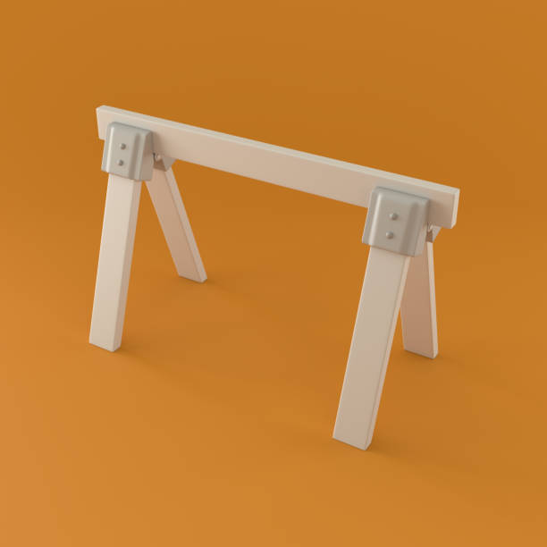 istock Monochrome Saw Horse on Orange Background, 3d Rendering 1386883019