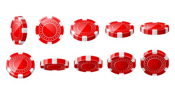 realistyczne żetony kasynowe. czerwone żetony hazardowe 3d. różne kąty widzenia. jackpot i wygraj zakłady. monety do gry w ruletkę lub pokera. vector fortune gry plastikowe akcesoria zestaw - gambling chip gambling single object leisure games stock illustrations