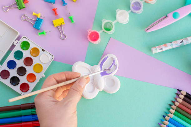 istock Arts and crafts colorful flat lay 1386884034