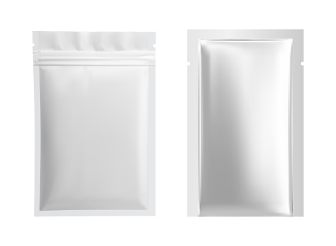 Siver pouch. Mask sheet foil package Sachet sample
