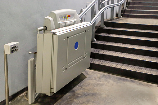 Stair lift for the convenience of the handicapped.