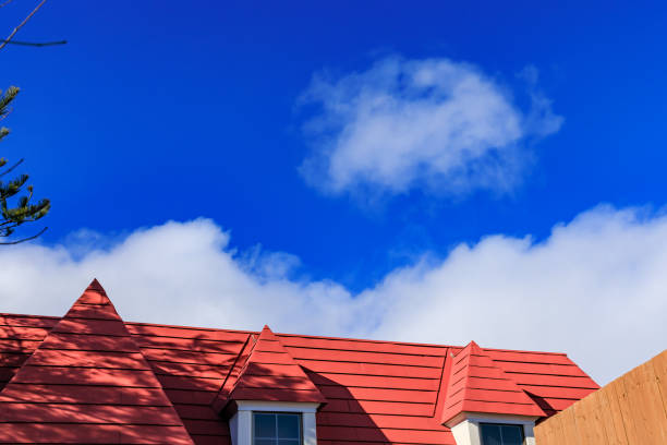 Beautiful blue sky and red roof