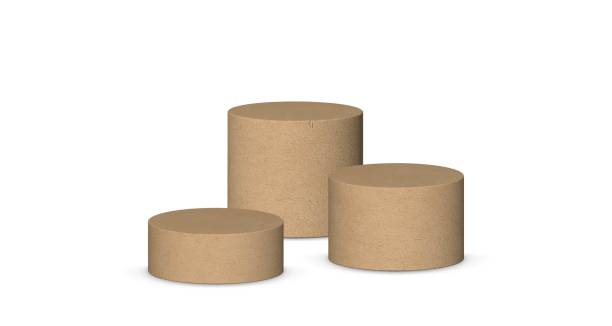 istock 3d podium platform cylinders vector illustration. Realistic cardon paper pedestal stages for product presentation 1386892579