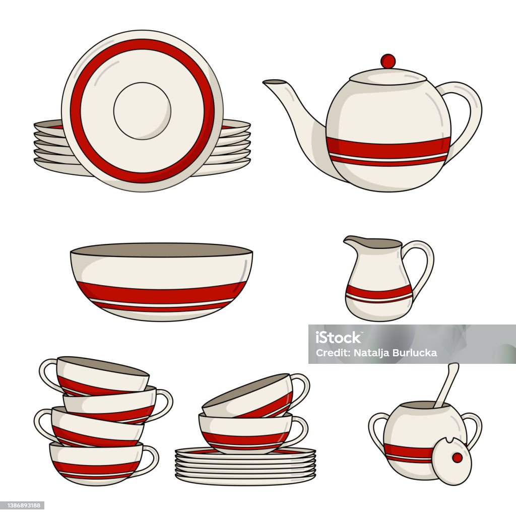 Teaset Stock Illustration - Download Image Now - Afternoon Tea, Bowl ...