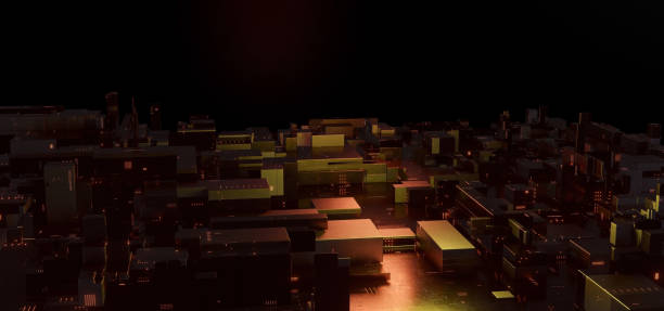 istock Abstract Data Technology Dark Brown Colors Futuristic Background 3D Rendering 1386893866