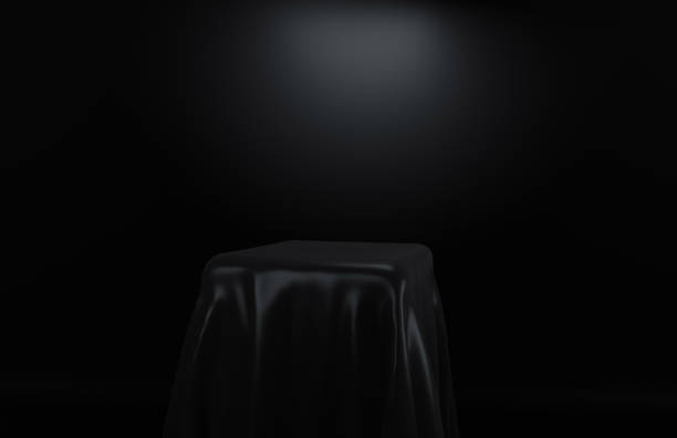 istock Sophisticated Empty Podium With Cloth And Fabric Enhanced Dark Turquoise Colors Abstract Background Exhibition Concept 3D Rendering 1386894231