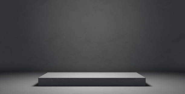 istock Decorative Grungy Stage Platform Lighted Silver Gray Abstract Background For Display Of Items3D Rendering 1386894232