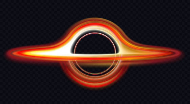 czarna z efektem czerwonego koła, abstrakcyjna kosmiczna supernowa z jasnymi pierścieniami świecą - czarna dziura stock illustrations