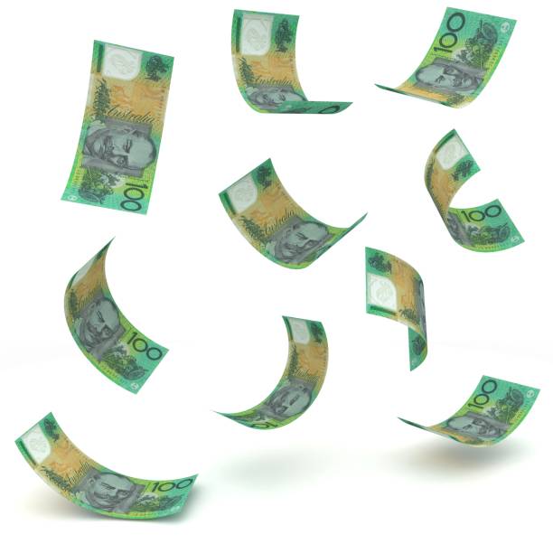 australian money falling finance crisis - australian dollars australia australian culture finance imagens e fotografias de stock