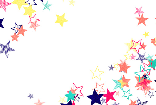 Colored pencil style star-shaped background illustration