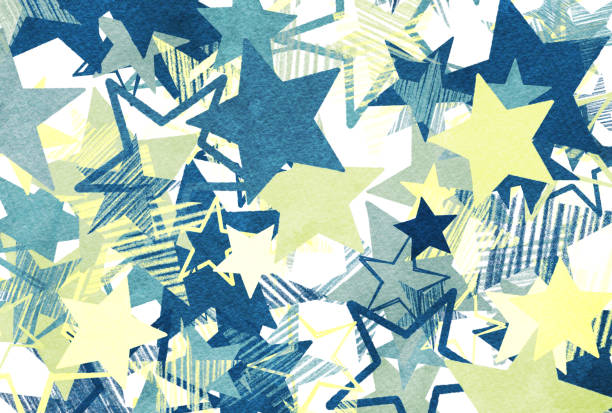 ilustraciones, imágenes clip art, dibujos animados e iconos de stock de ilustración de fondo en forma de estrella estilo lápiz de colores - star pattern